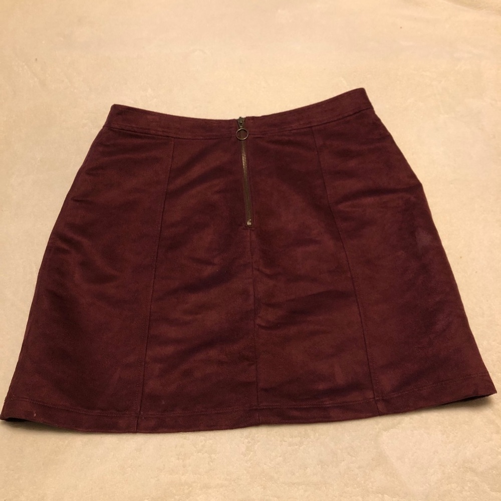 old navy maroon a-line faux suede skirt size 12